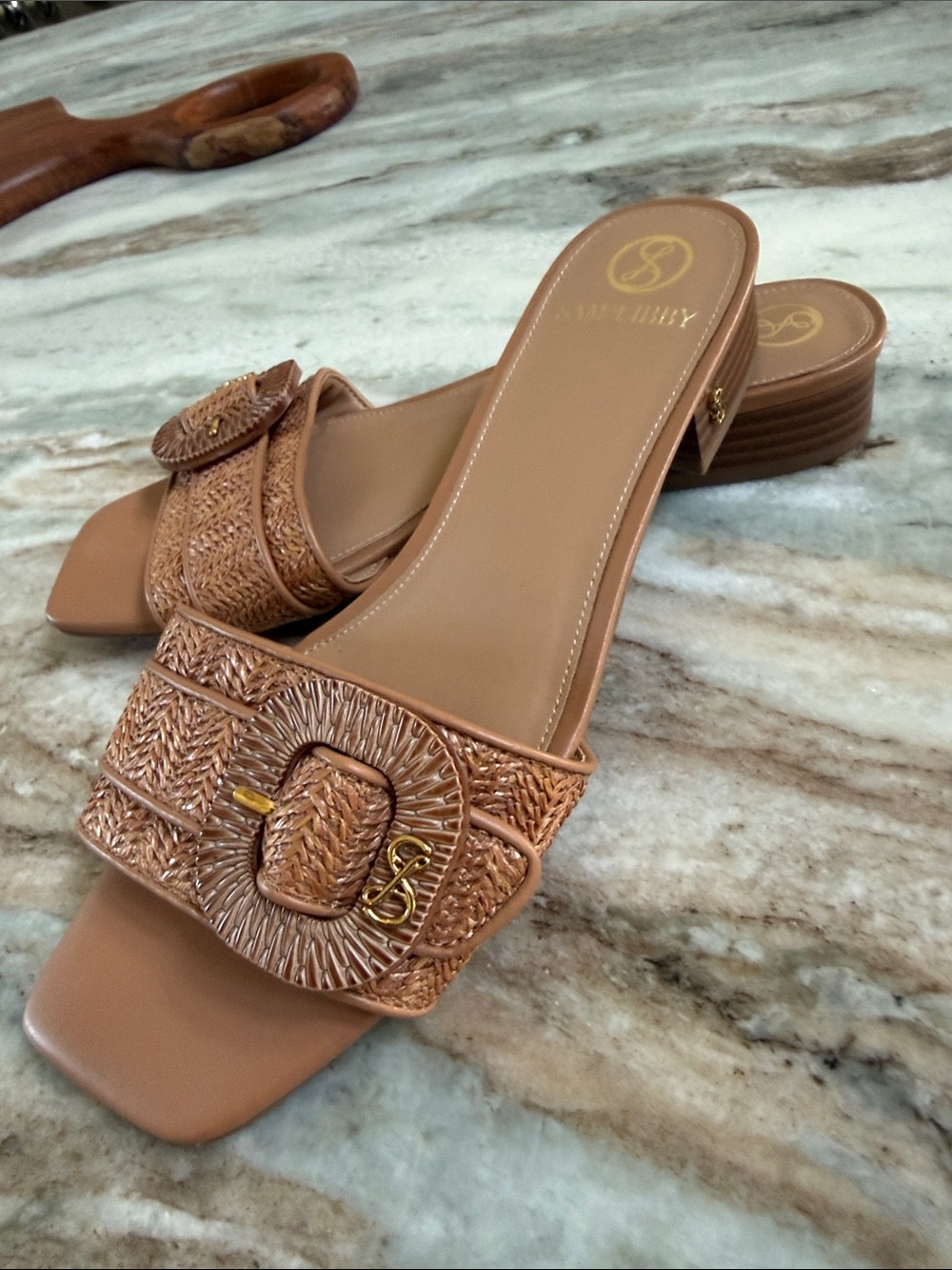 NWT women’s SAM & LIBBY Kandi Slide Raffia Sandal SZ 9